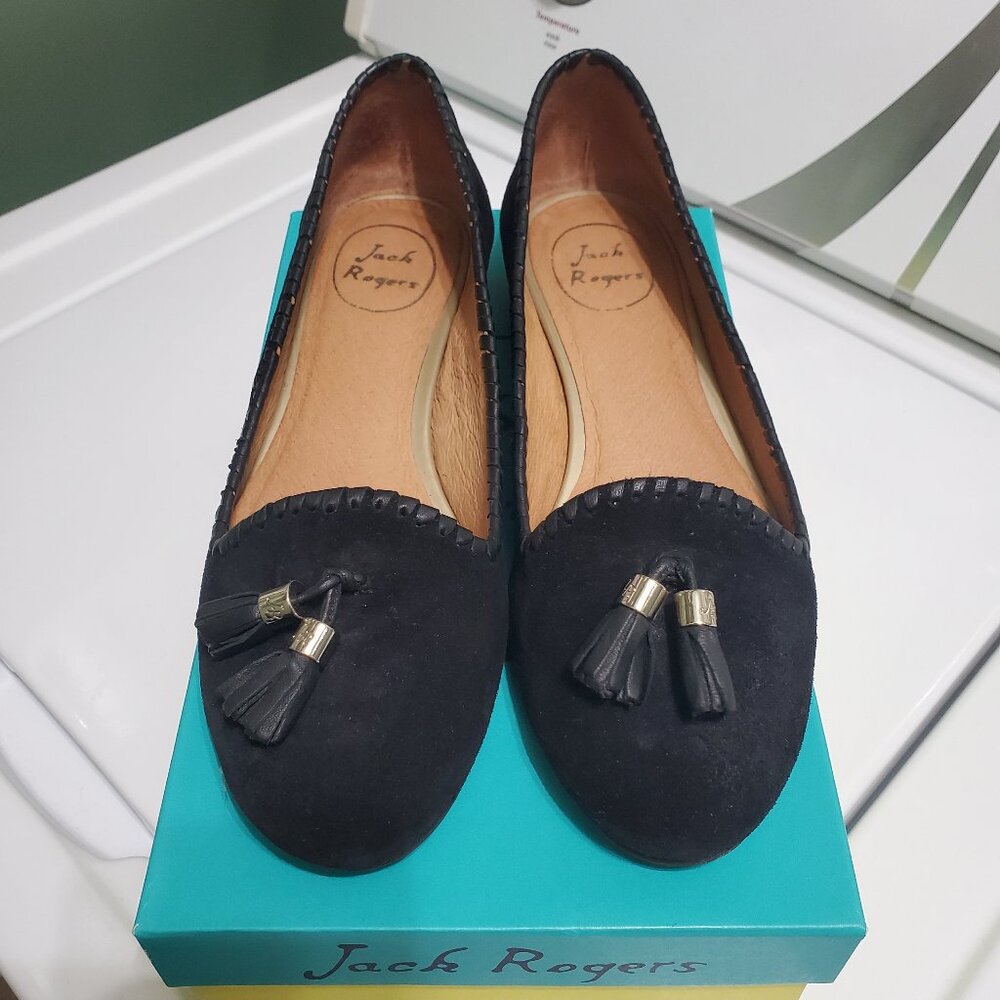 Jack Rogers  Gabrielle Black Suede Flats Size 8.5